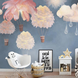 3D Wallpaper Nordic Blue for Kids Room 