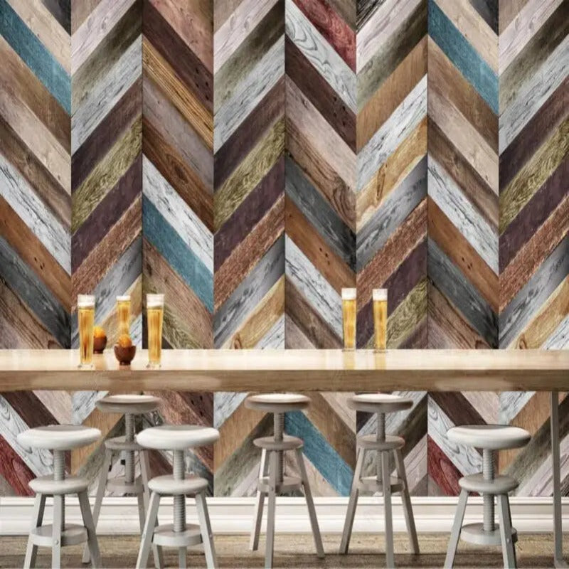 Colorful Wood Stripe 3D Wallpaper 