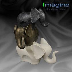 Elephant Trio Stonecast Figurine for Home Decor