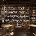 3D Wallpaper Wooden Wine Rack