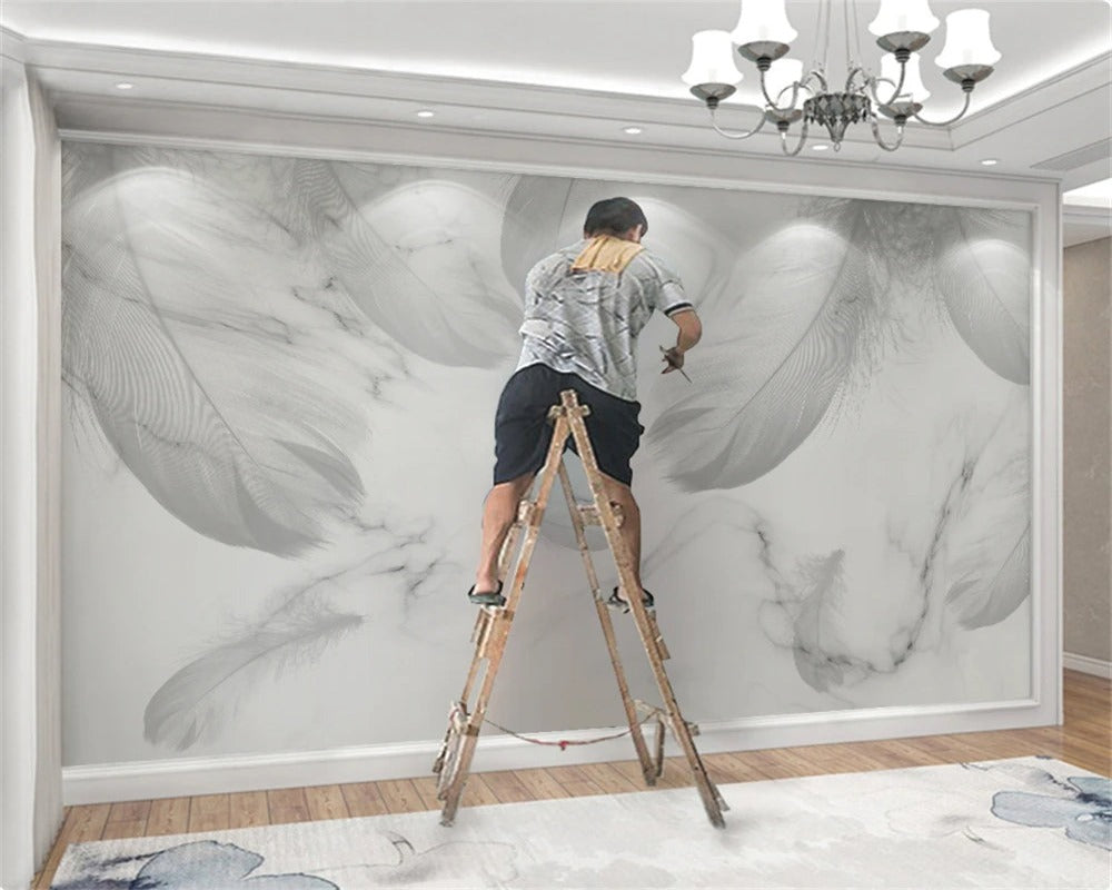 3D Wallpaper Nordic Modern Simple Feather SKU# WAL0422