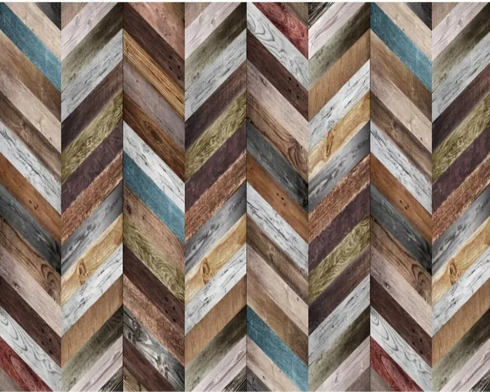 Colorful Wood Stripe 3D Wallpaper 