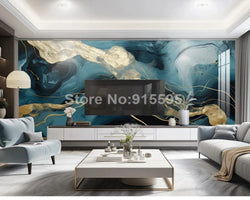 Green Gold Marble Graffiti 3D Wallpaper