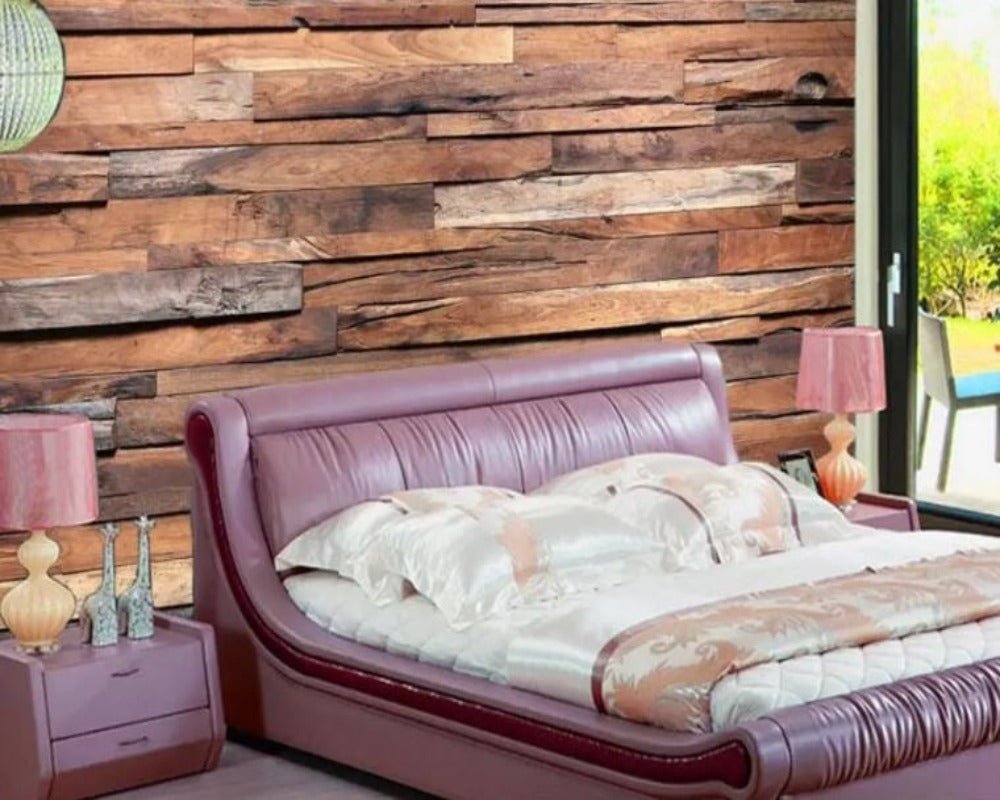 3D Wallpaper Light Retro Nostalgic Wood Stripe SKU# WAL0427