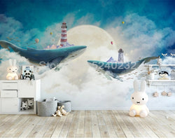 3D Wallpaper Sky Blue Skies with Whale