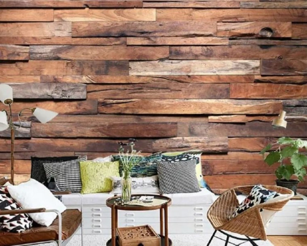 3D Wallpaper Light Retro Nostalgic Wood Stripe SKU# WAL0427