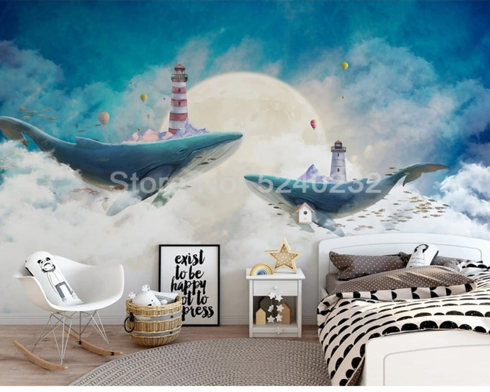 3D Wallpaper Sky Blue Skies with Whale
