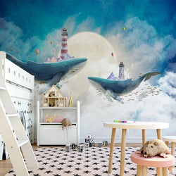 3D Wallpaper Sky Blue Skies with Whale