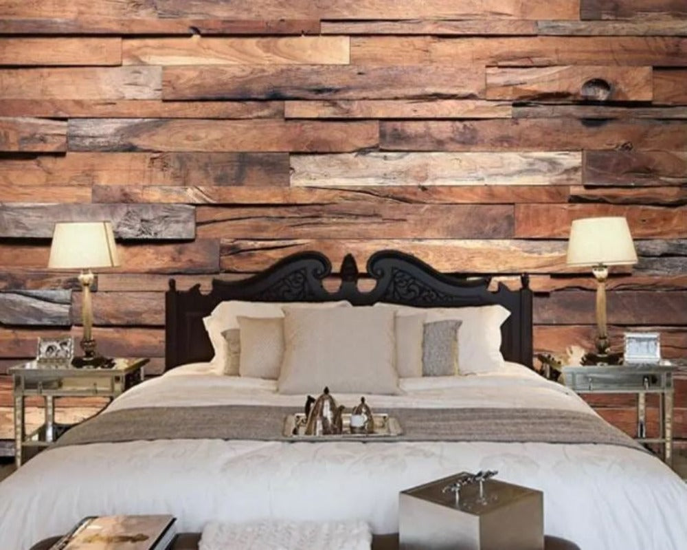 3D Wallpaper Light Retro Nostalgic Wood Stripe SKU# WAL0427