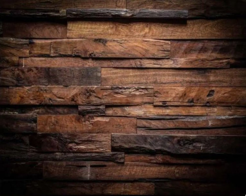 3D Wallpaper Dark Retro Nostalgic Wood Stripe 