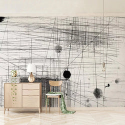 Wallpaper Abstract White & Black Stripe Lines for Wall Accent