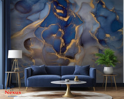 Marble Wallpaper Sapphire Ember Flow