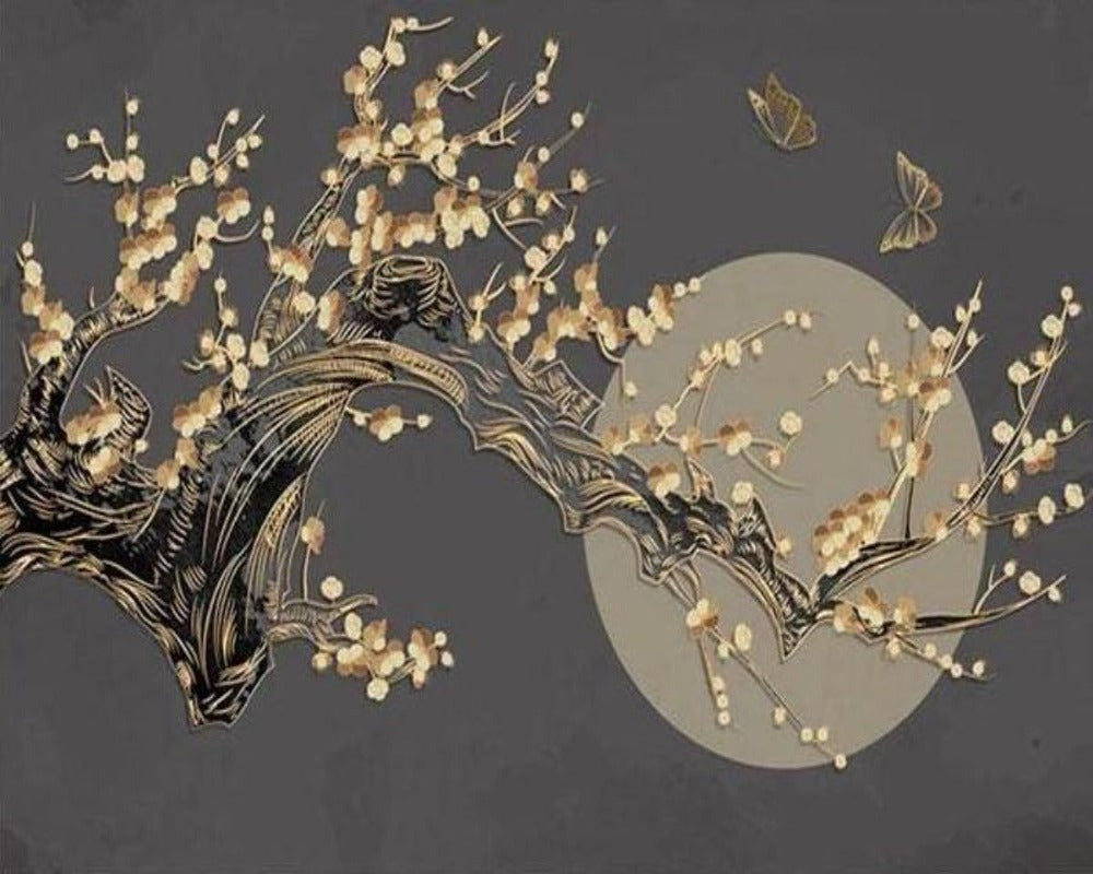 3D Wallpaper Chinese Blossom Moon 
