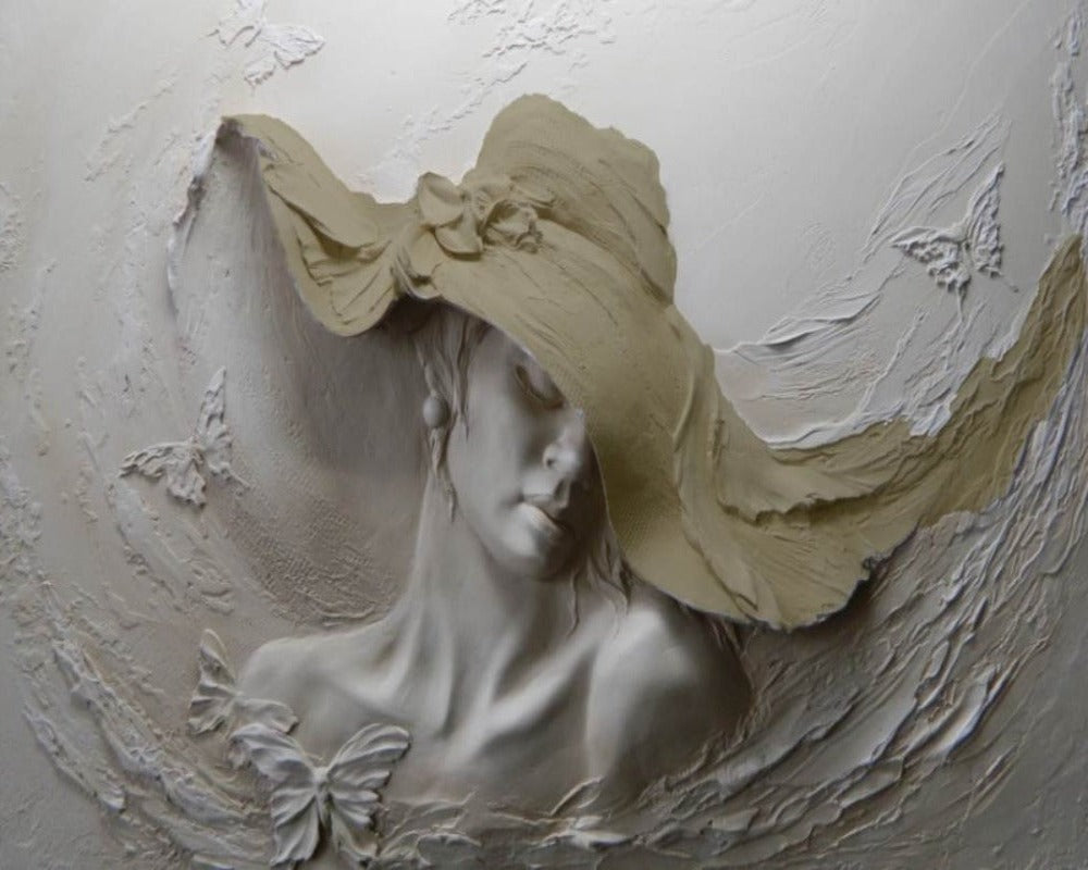 Trendy 3D Wallpaper for Hat Lady