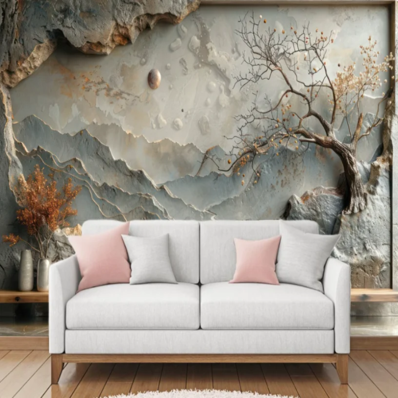 3D Wallpaper Rustic Mountain Range SKU# WAL0760