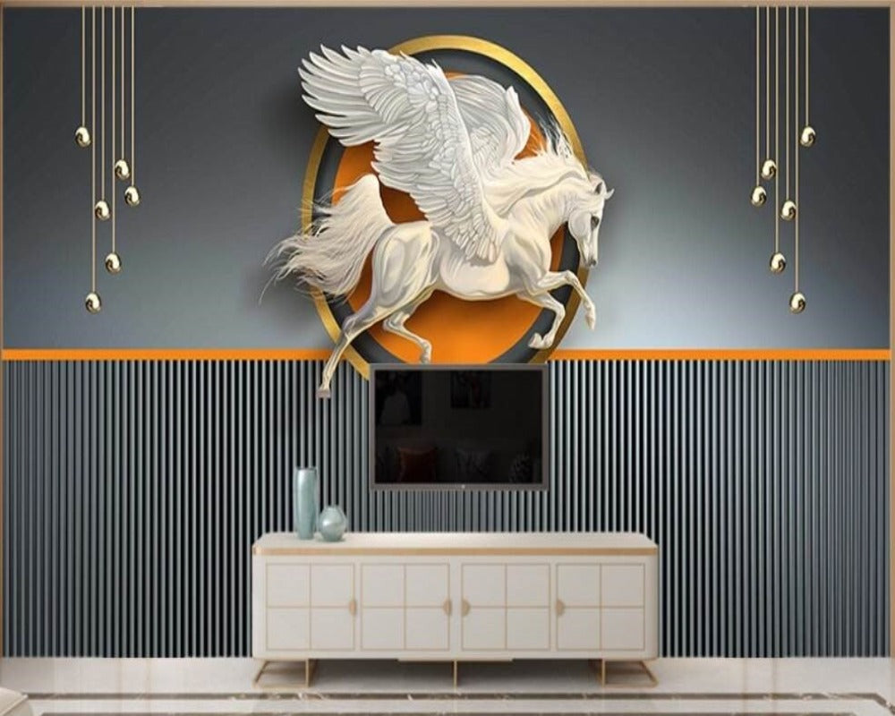 3D Wallpaper Flying Mystic Pegasus 