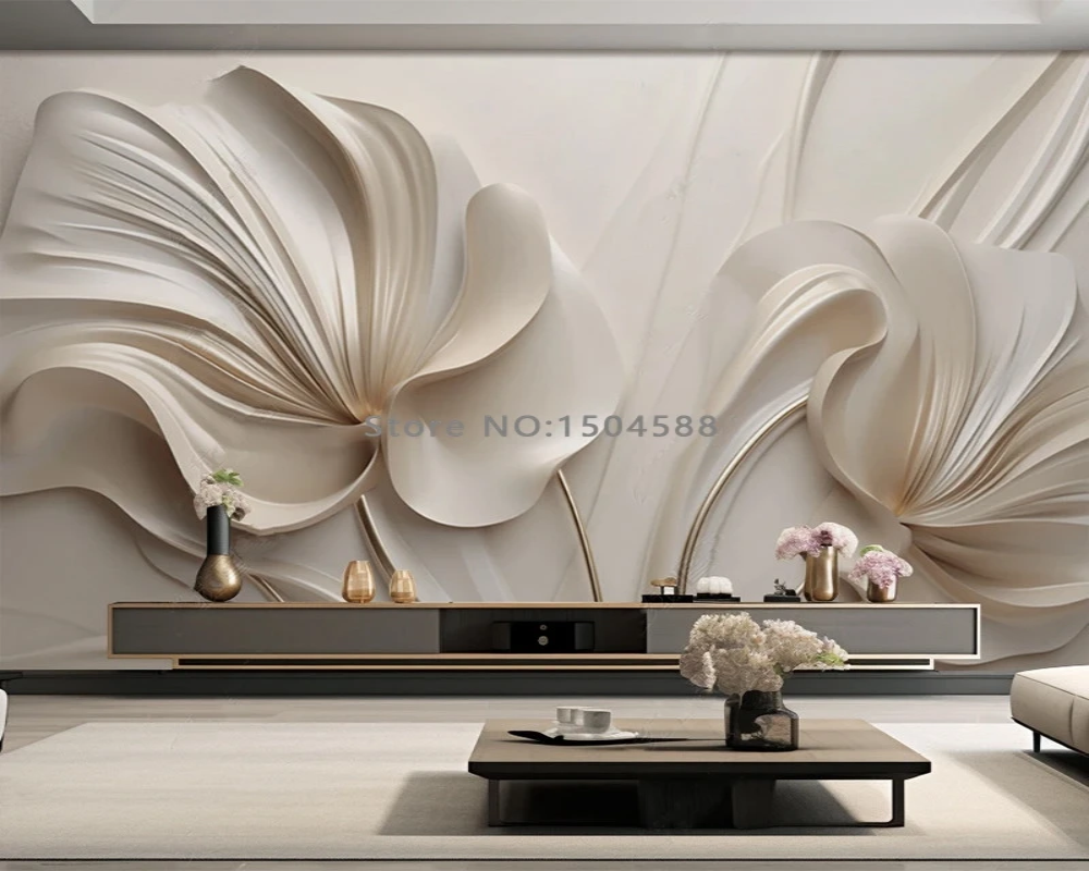 3D Wallpaper Glistening Floral Glow