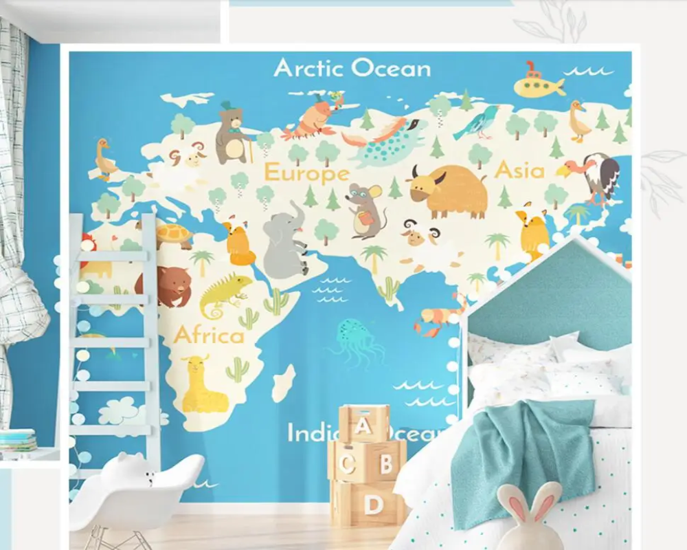 3D Wallpaper Kids Wall World Map