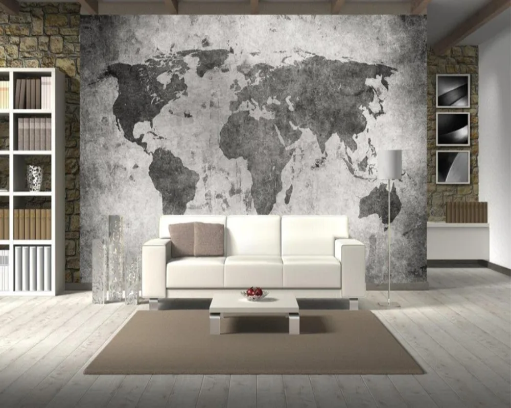 3D Wallpaper Rustic World Map SKU# WAL0485