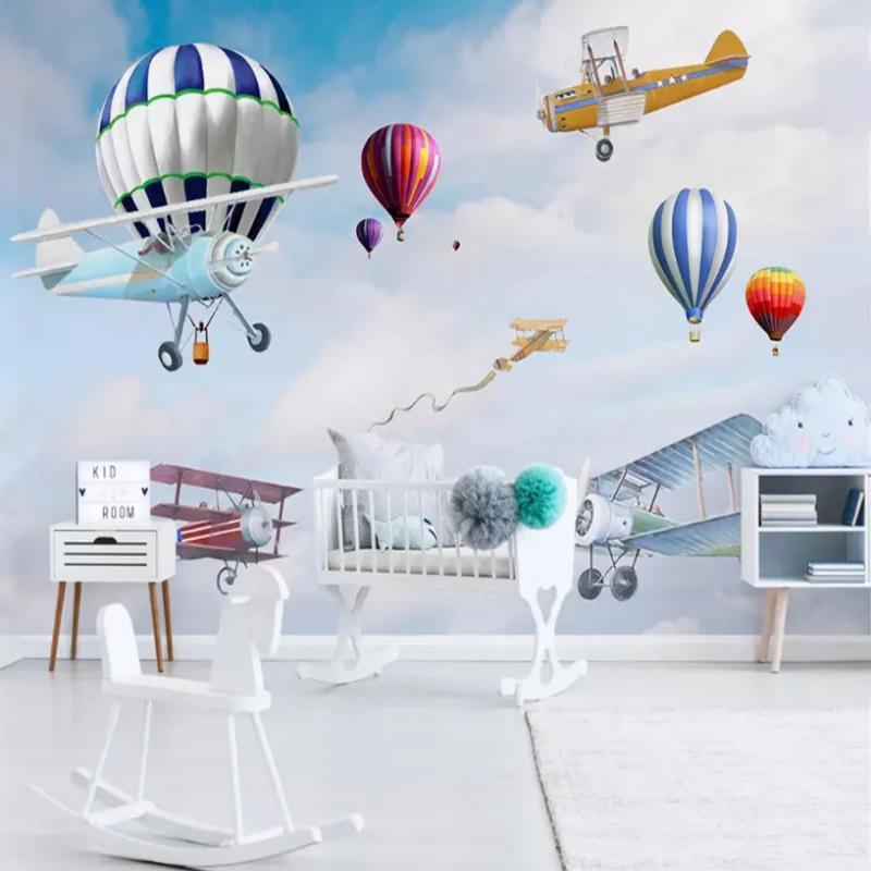 3D Wallpaper Airplanes and Balloons