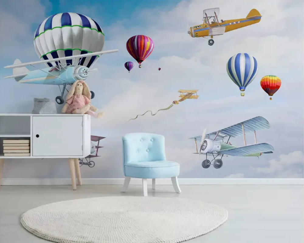 3D Wallpaper Airplanes and Balloons