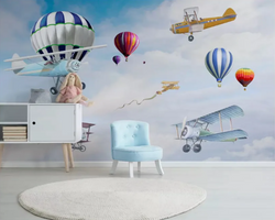 3D Wallpaper Airplanes and Balloons