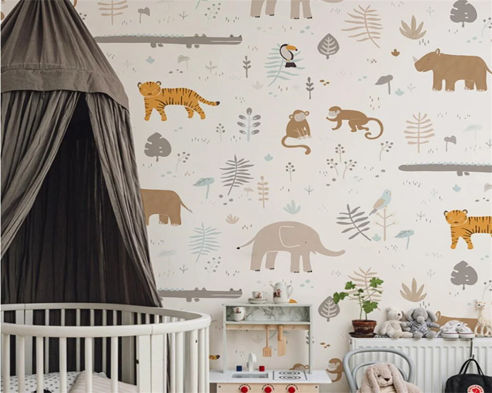 3D Wallpaper Baby Room Animals