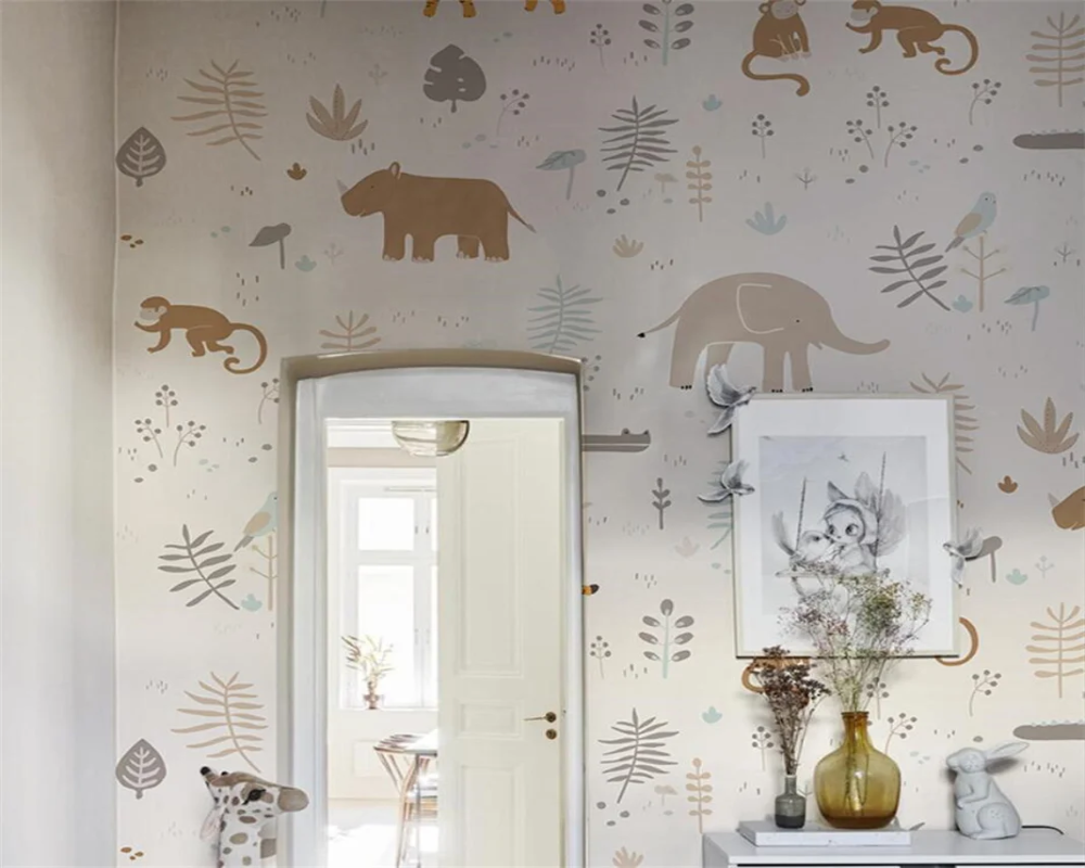 3D Wallpaper Baby Room Animals