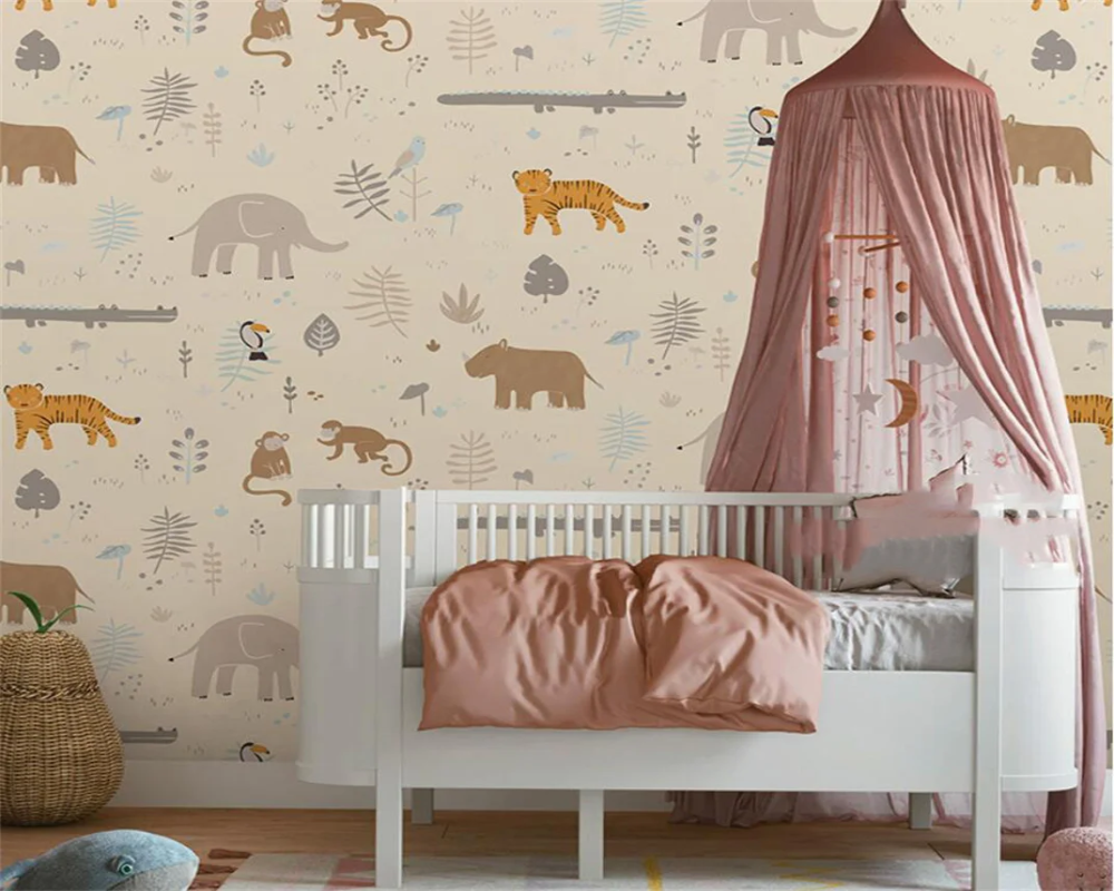 3D Wallpaper Baby Room Animals