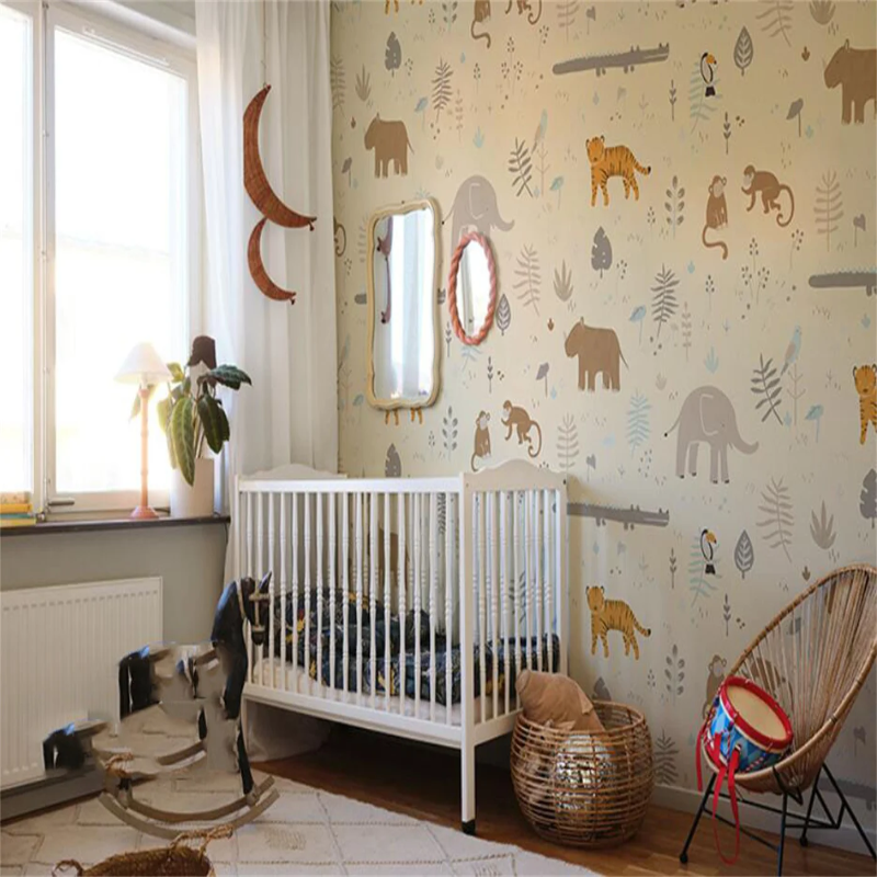 3D Wallpaper Baby Room Animals