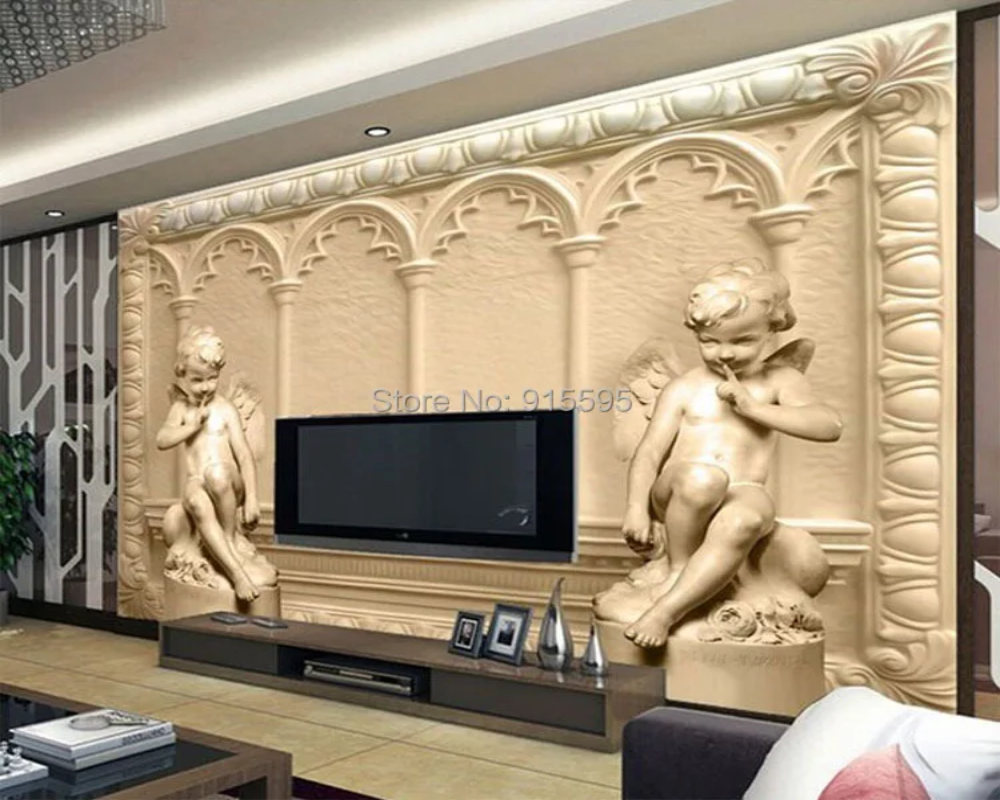 3D Wallpaper Rustic Roman Angels