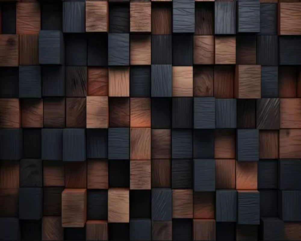 3D Wallpaper Modern Square Antique Wood