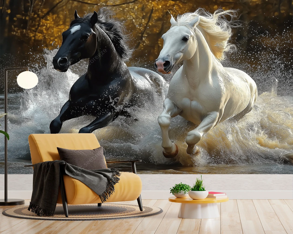 3D Wallpaper Wild Mustangs SKU# WAL0730