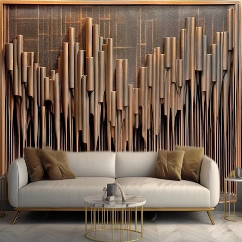 3D Wallpaper Fluted Wood Pipes SKU# WAL0732