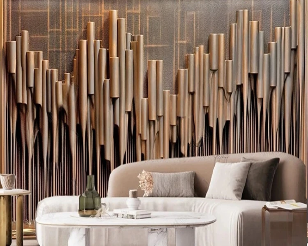 3D Wallpaper Fluted Wood Pipes SKU# WAL0732