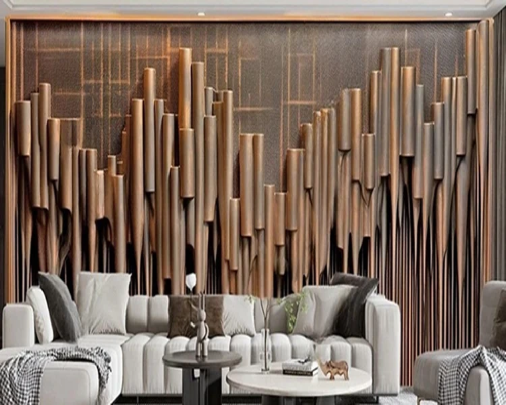 3D Wallpaper Fluted Wood Pipes SKU# WAL0732
