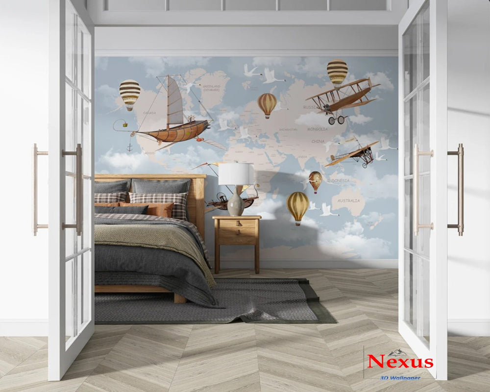 3D Wallpaper Map for Kid's Room SKU# WAL0736