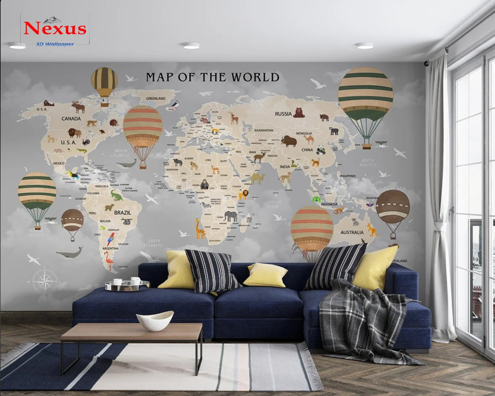 3D Wallpaper Map for Kid's Room SKU# WAL0736
