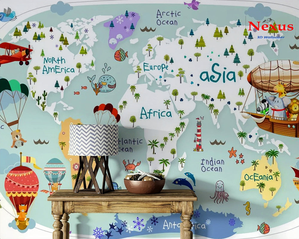 3D Wallpaper Map for Kid's Room SKU# WAL0736