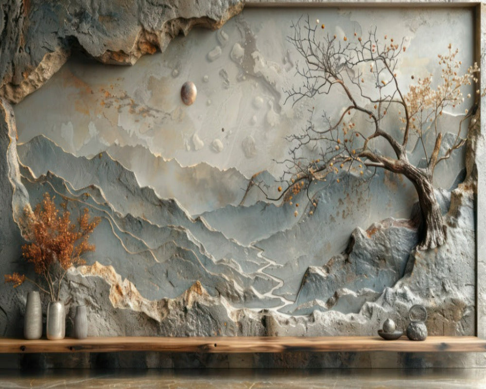 3D Wallpaper Rustic Mountain Range SKU# WAL0760