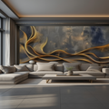 3D Wallpaper Golden Waves
