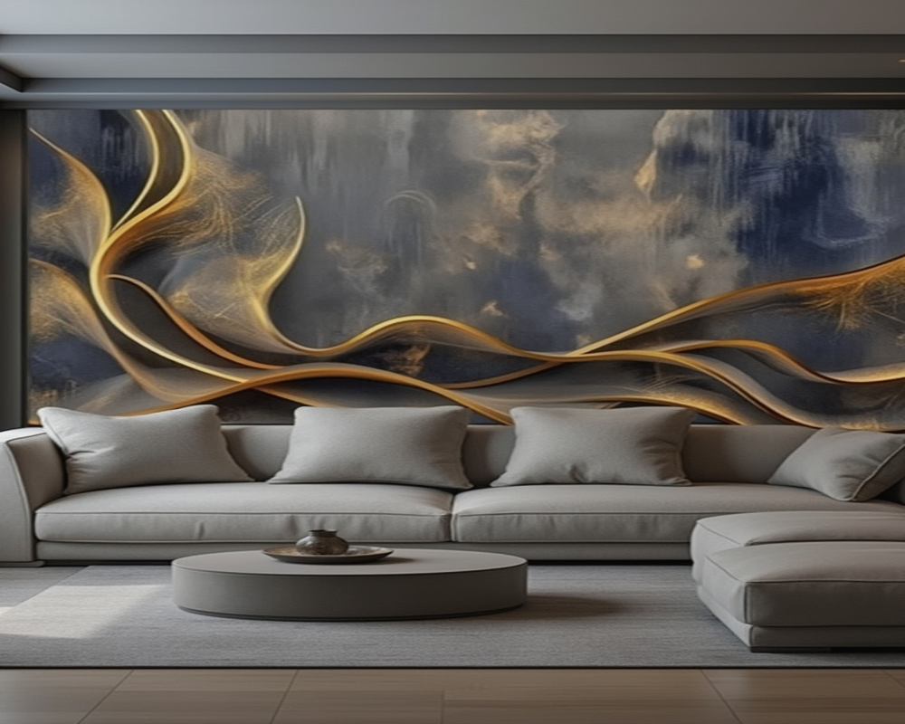 3D Wallpaper Golden Waves