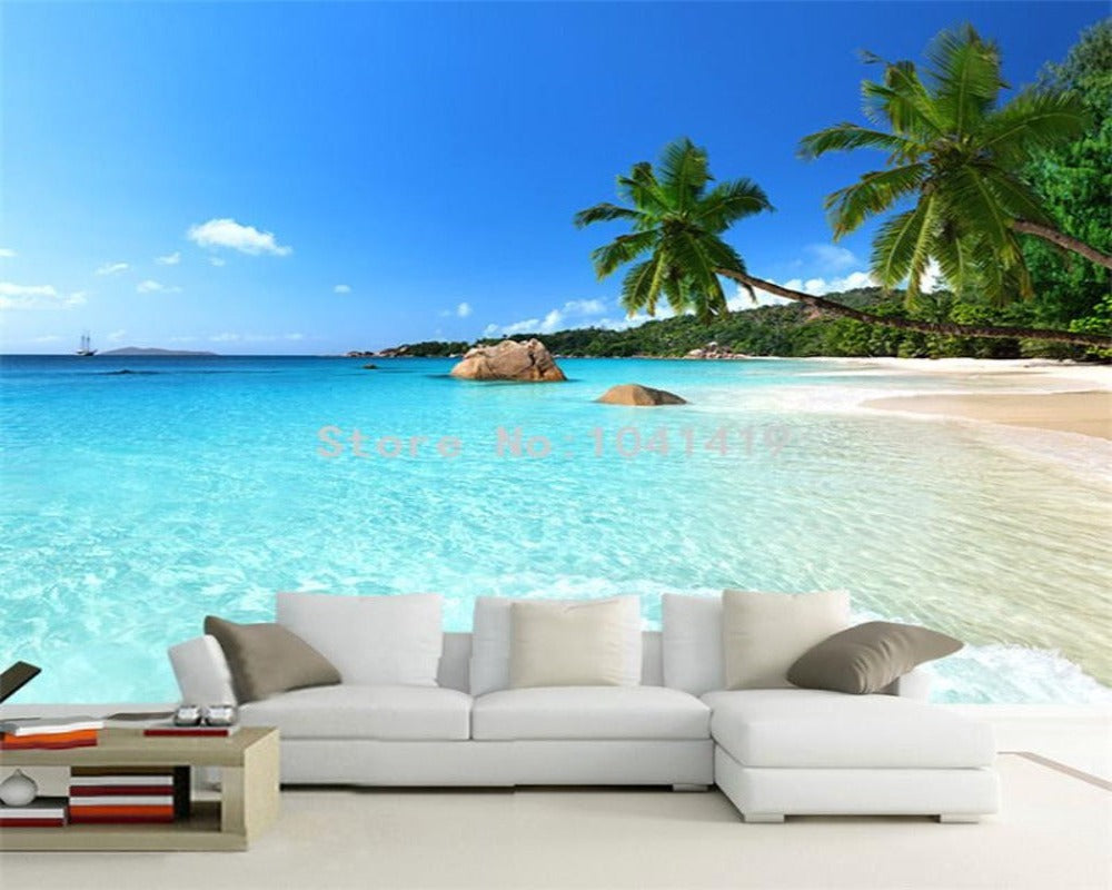 3D Wallpaper Seaside Palm Beach SKU# WAL0294