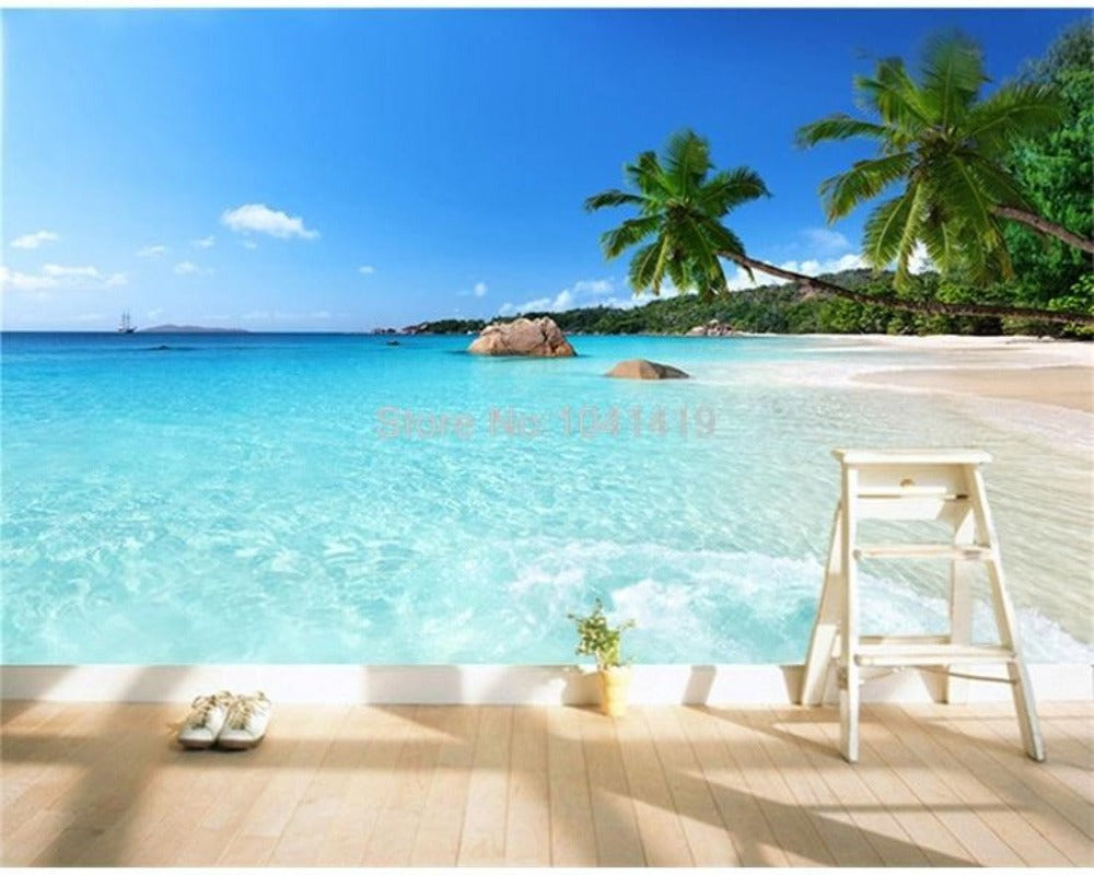 3D Wallpaper Seaside Palm Beach SKU# WAL0294