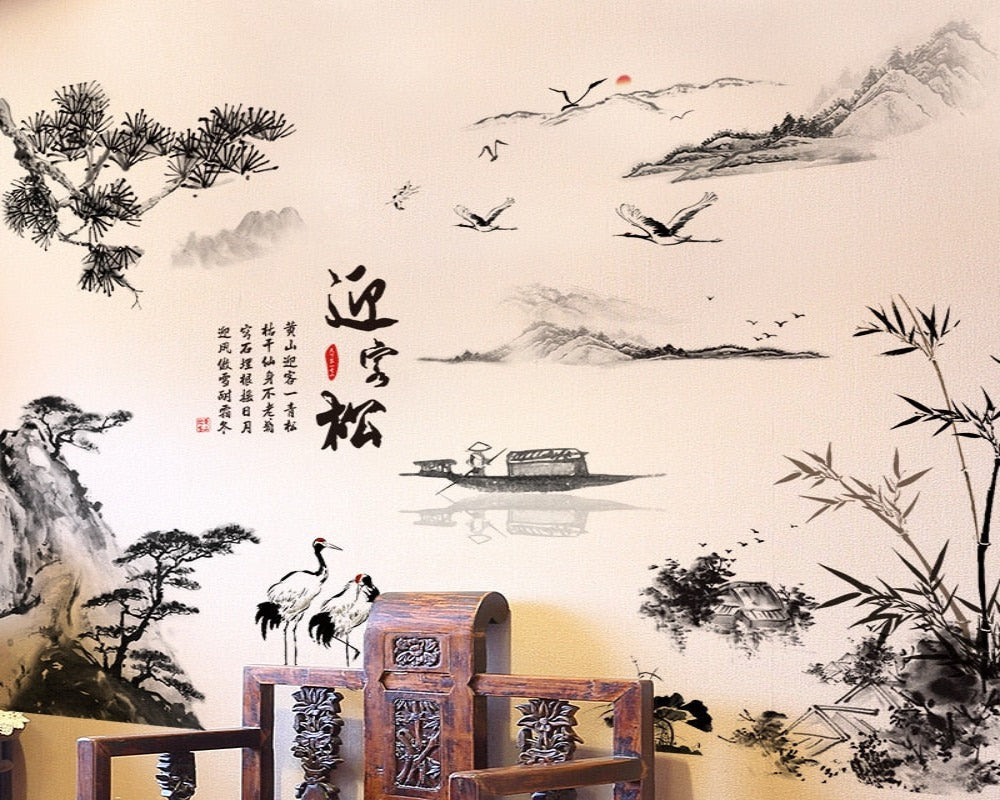 Wallpaper Chinese Painting PVC 