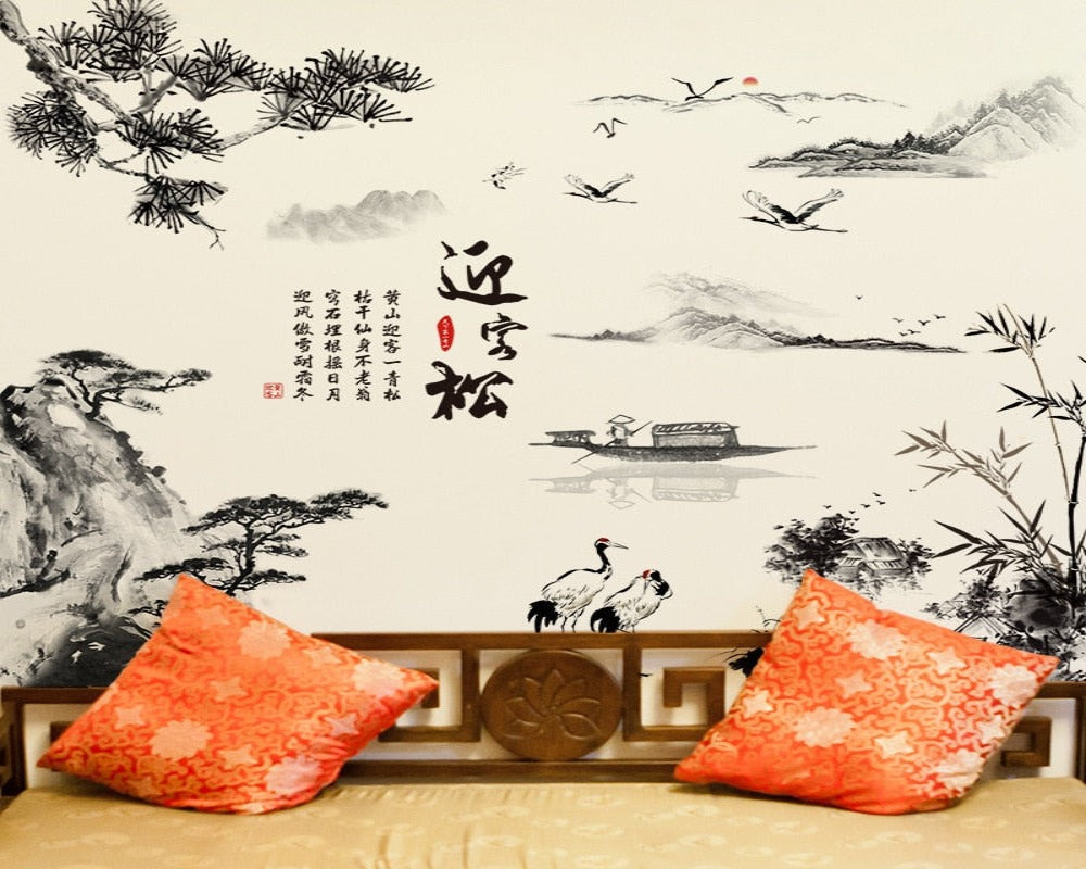 Wallpaper Chinese Painting PVC 