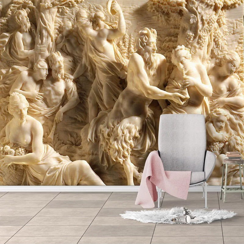 3D Wallpaper Roman Rustic Statue SKU# WAL0349