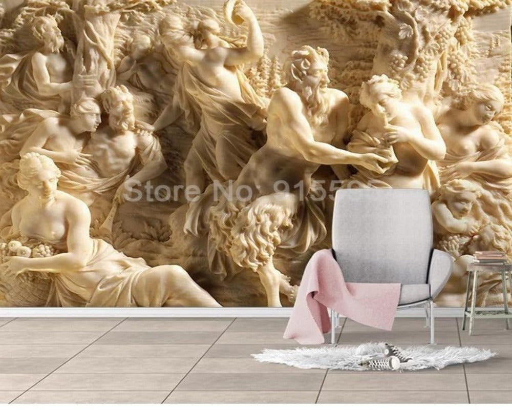 3D Wallpaper Roman Rustic Statue SKU# WAL0349