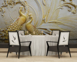 3D Wallpaper Golden Peacock