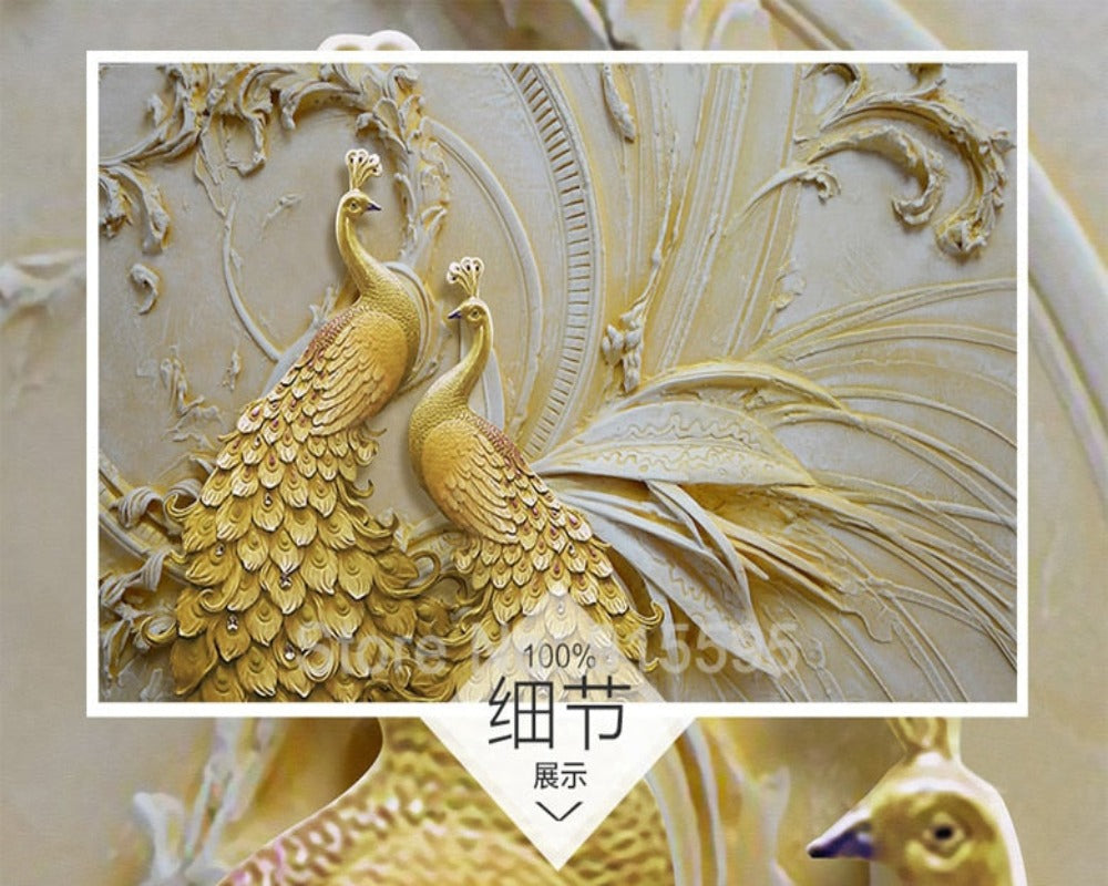 3D Wallpaper Golden Peacock